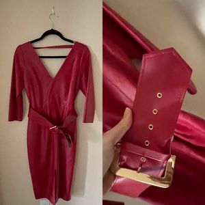 Red leather elegant dress